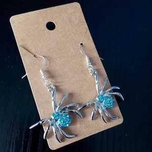 Buy1Get1-  Silver and Blue Spider Earrings